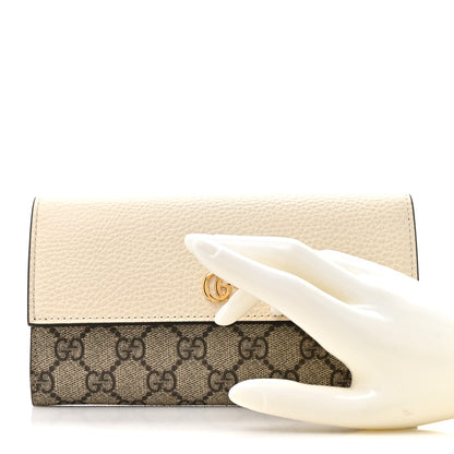 Gucci Dollar Calfskin GG Supreme Monogram GG Marmont Continental Wallet Mystic White Beige Ebony 2 of 9
