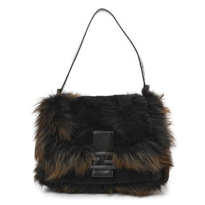 Fendi Fox Fur Mama Baguette Brown Multicolor 1 of 8
