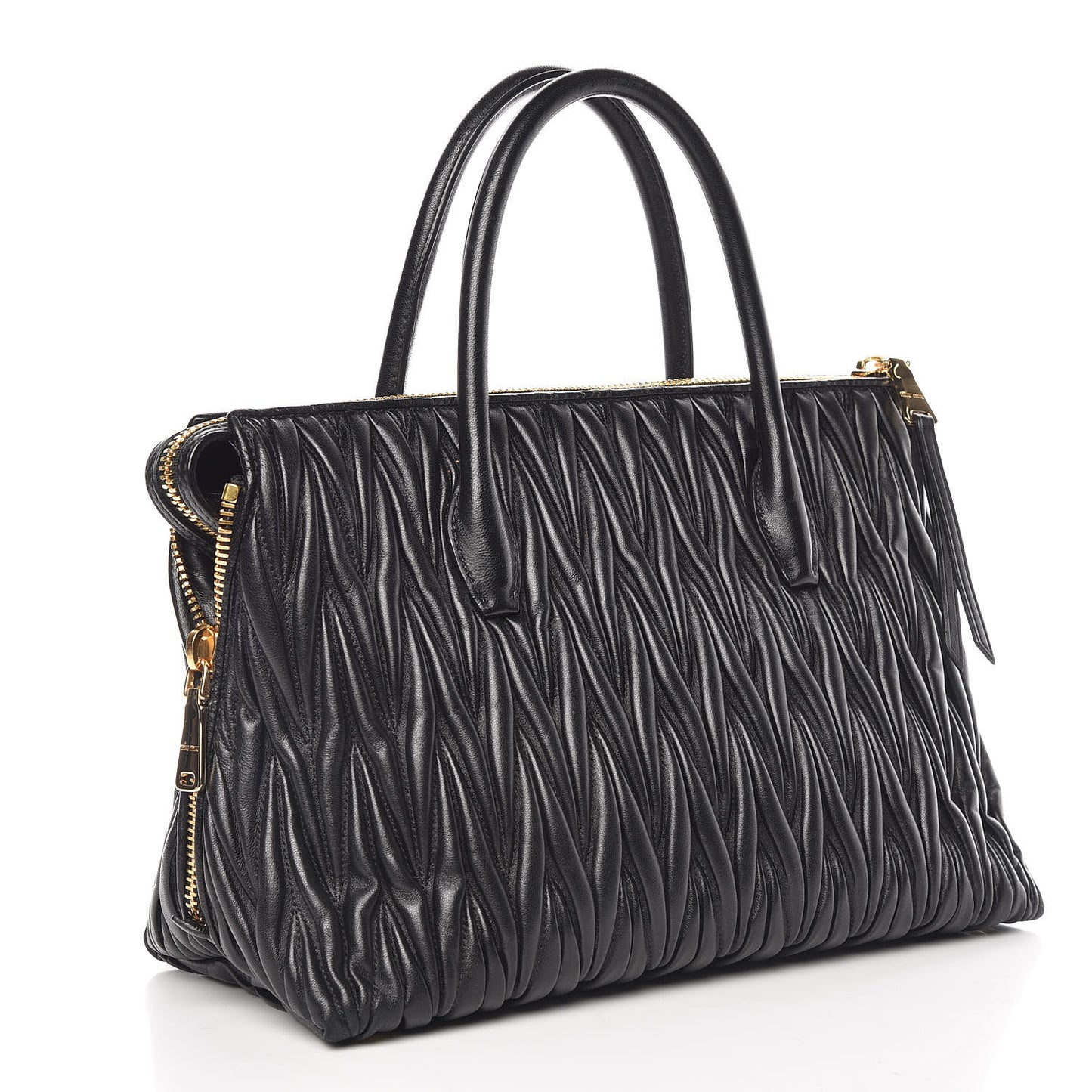 Nappa Matelasse Zip Tote Black