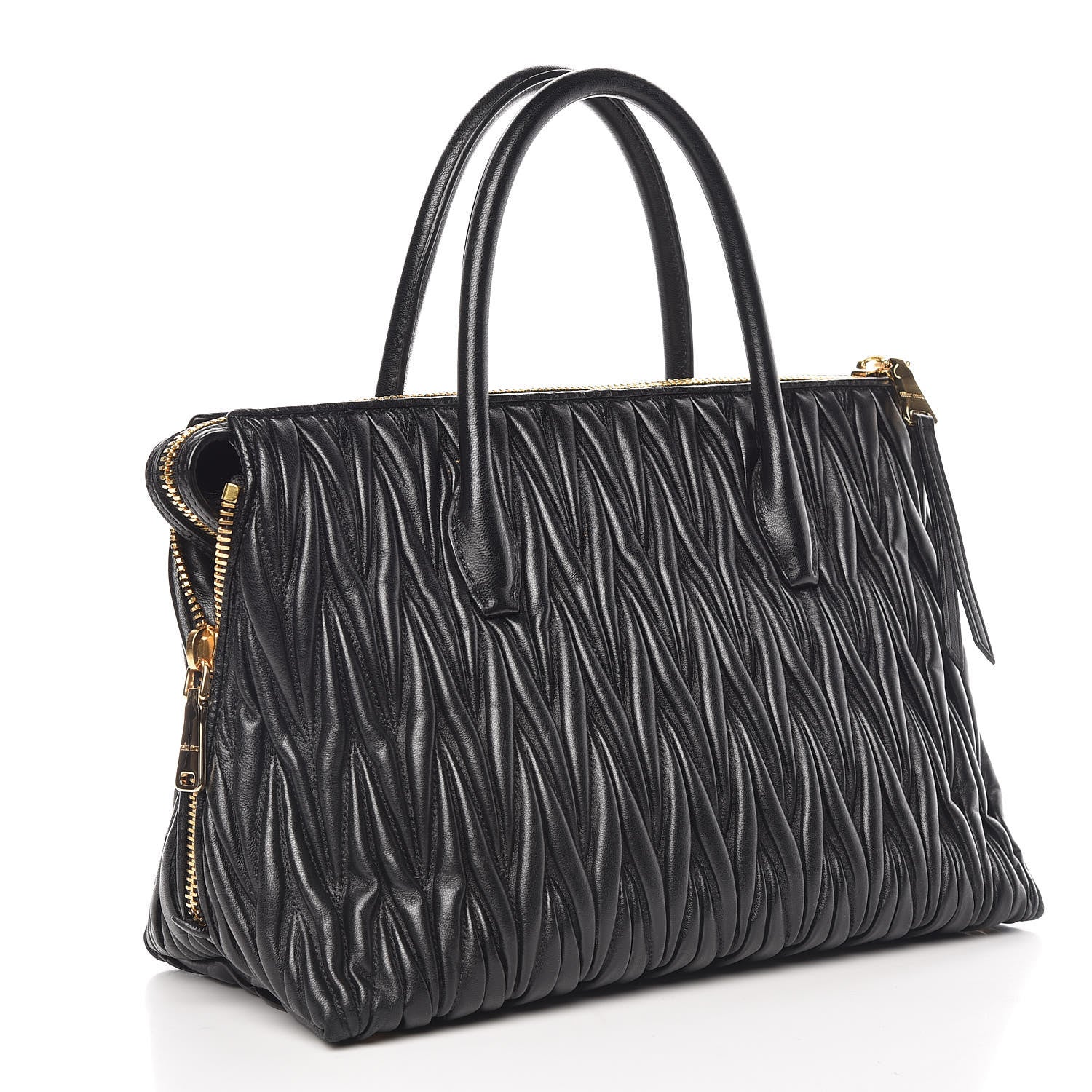 Miu Miu Nappa Matelasse Zip Tote Black 3 of 10