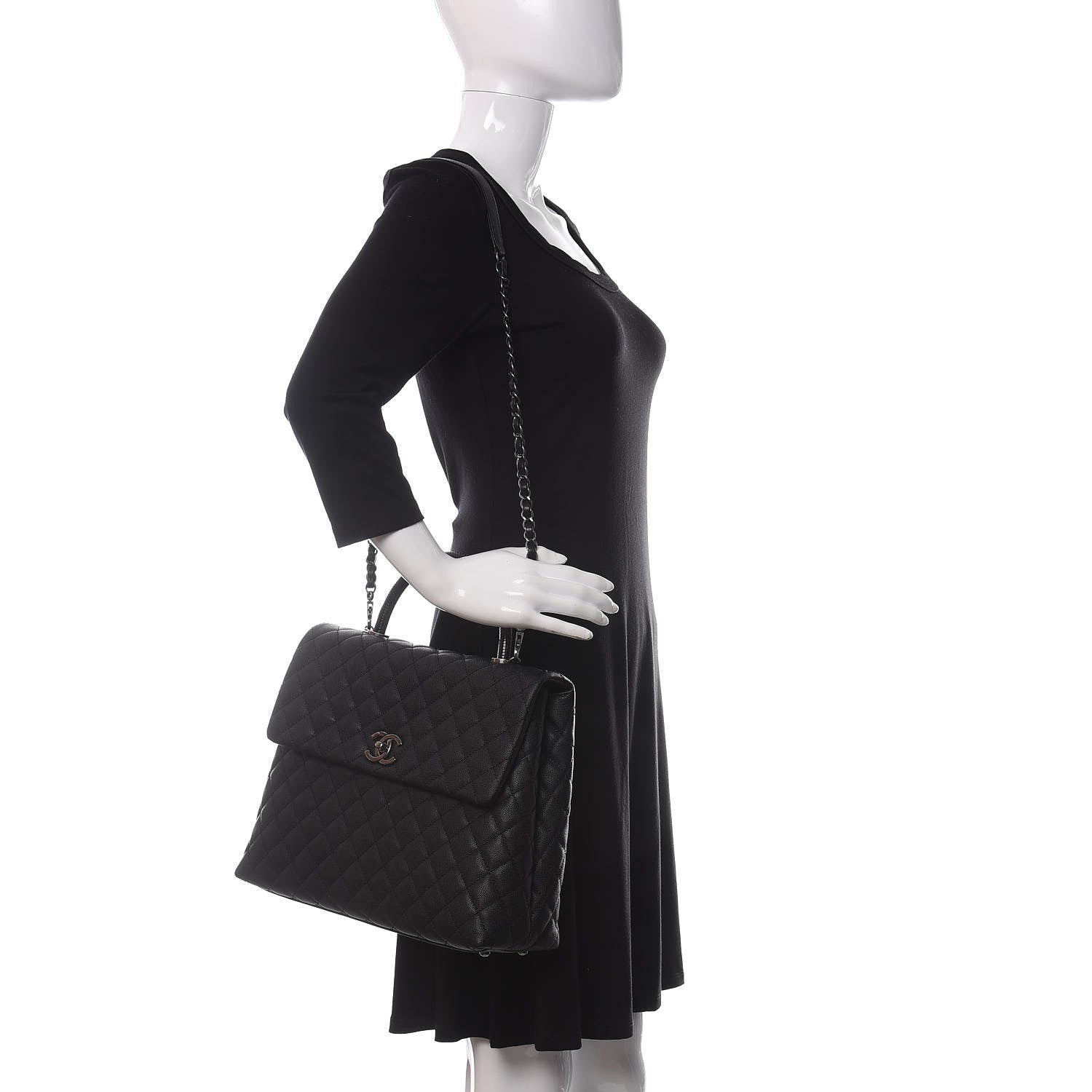 Chanel Caviar Lizard Quilted Large Coco Handle Flap Black 2 of 11