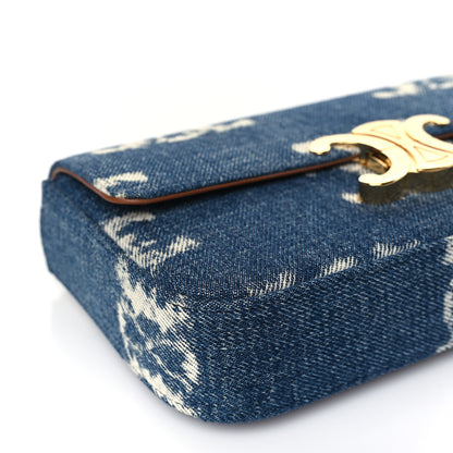 Celine Denim Triomphe Chain Shoulder Bag Navy Tan 7 of 9