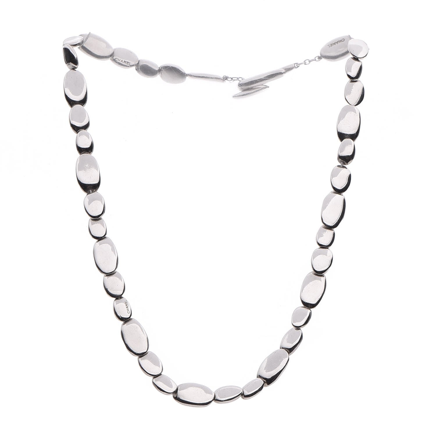 Chanel Sterling Silver Pebble Necklace 3 of 6