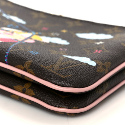 Louis Vuitton Monogram 2020 Christmas Animation Big Wheel Double Zip Pochette Rose Ballerine 12 of 13