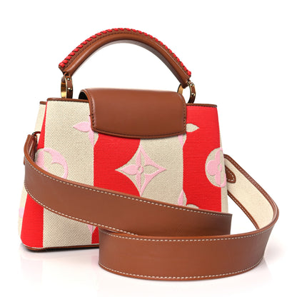 Louis Vuitton Canvas Calfskin Embroidered Braided Monogram Capucines BB Red 3 of 9