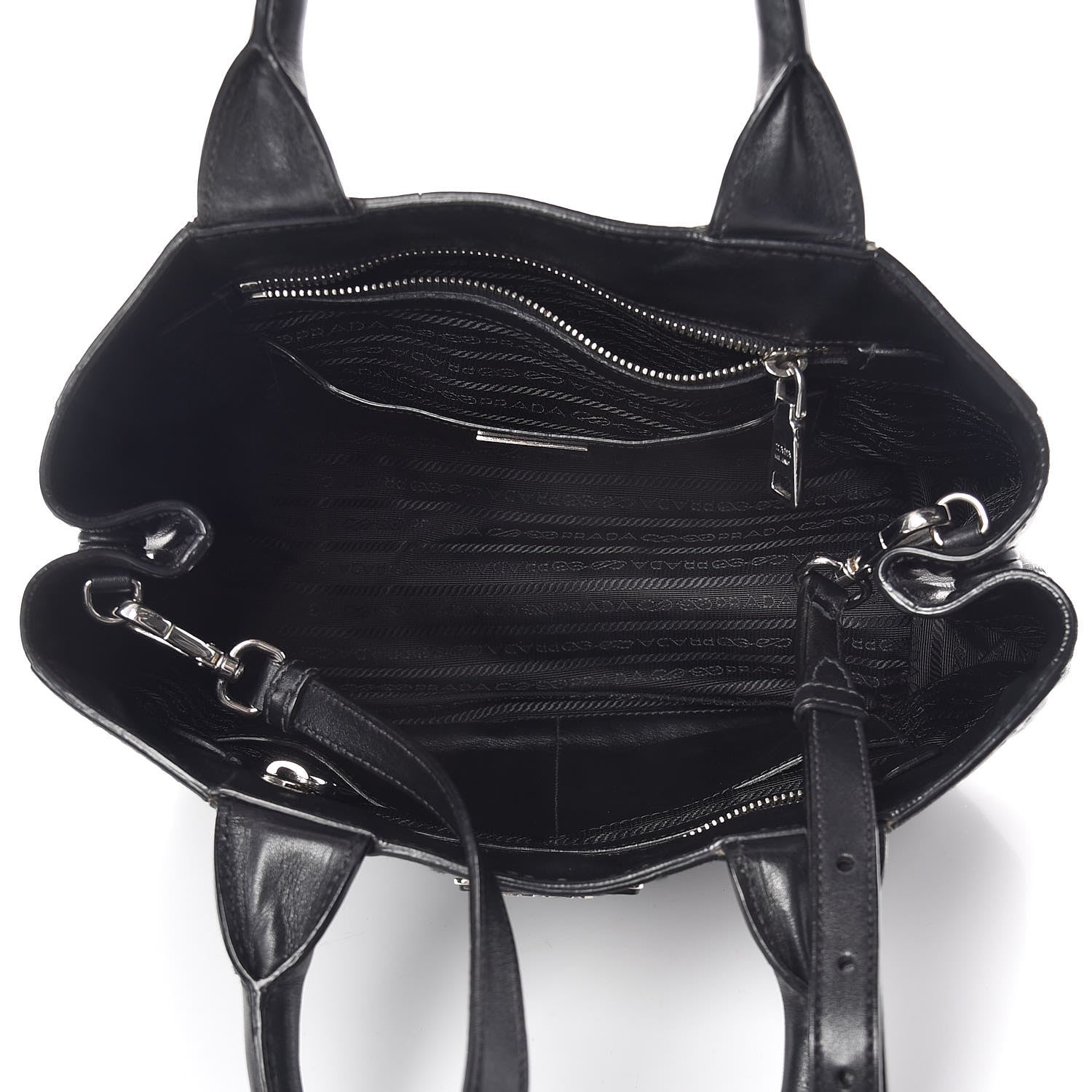 Prada Nappa Vertical Stitched Tote Black 5 of 17