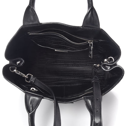 Prada Nappa Vertical Stitched Tote Black 5 of 17