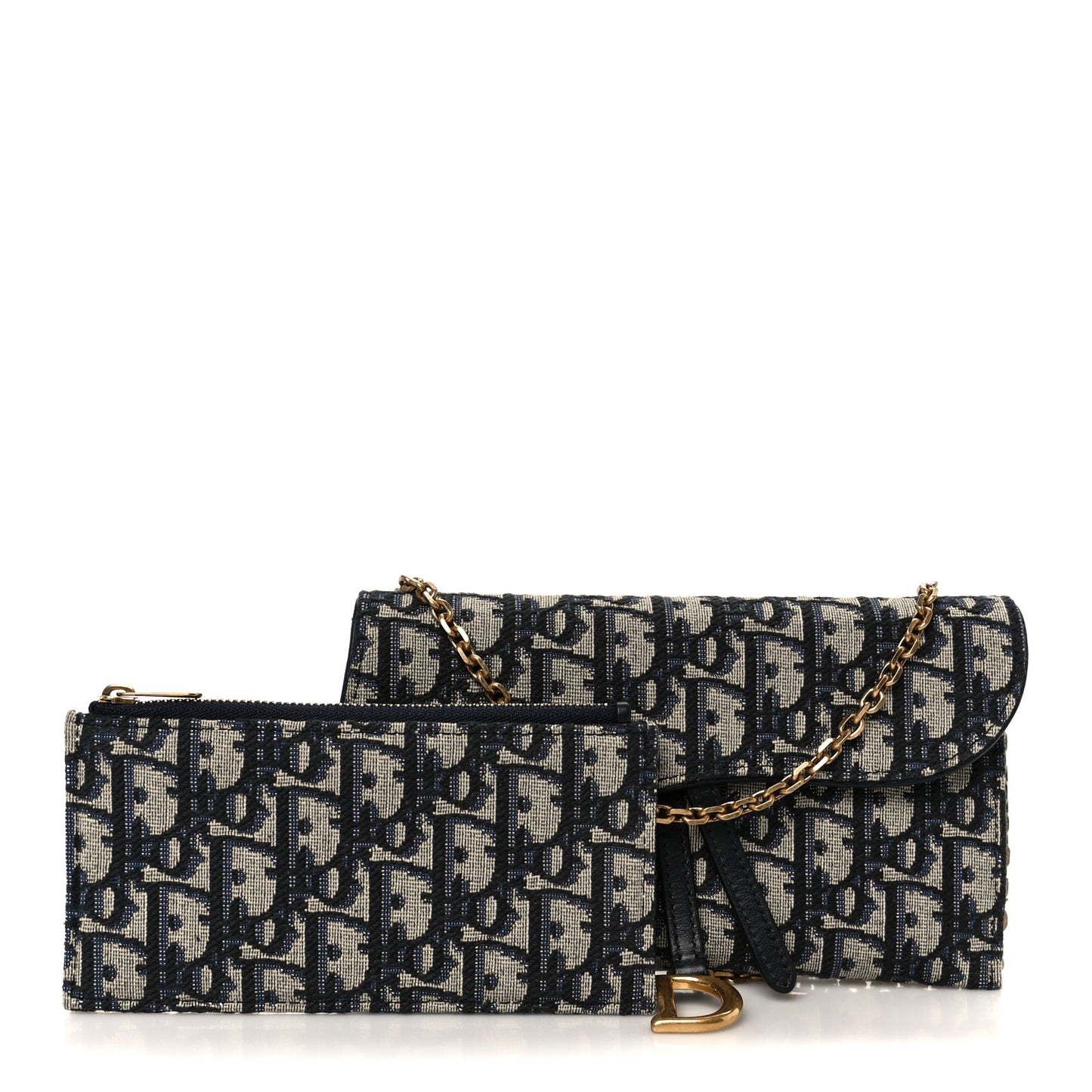 Oblique Saddle Chain Long Wallet Blue