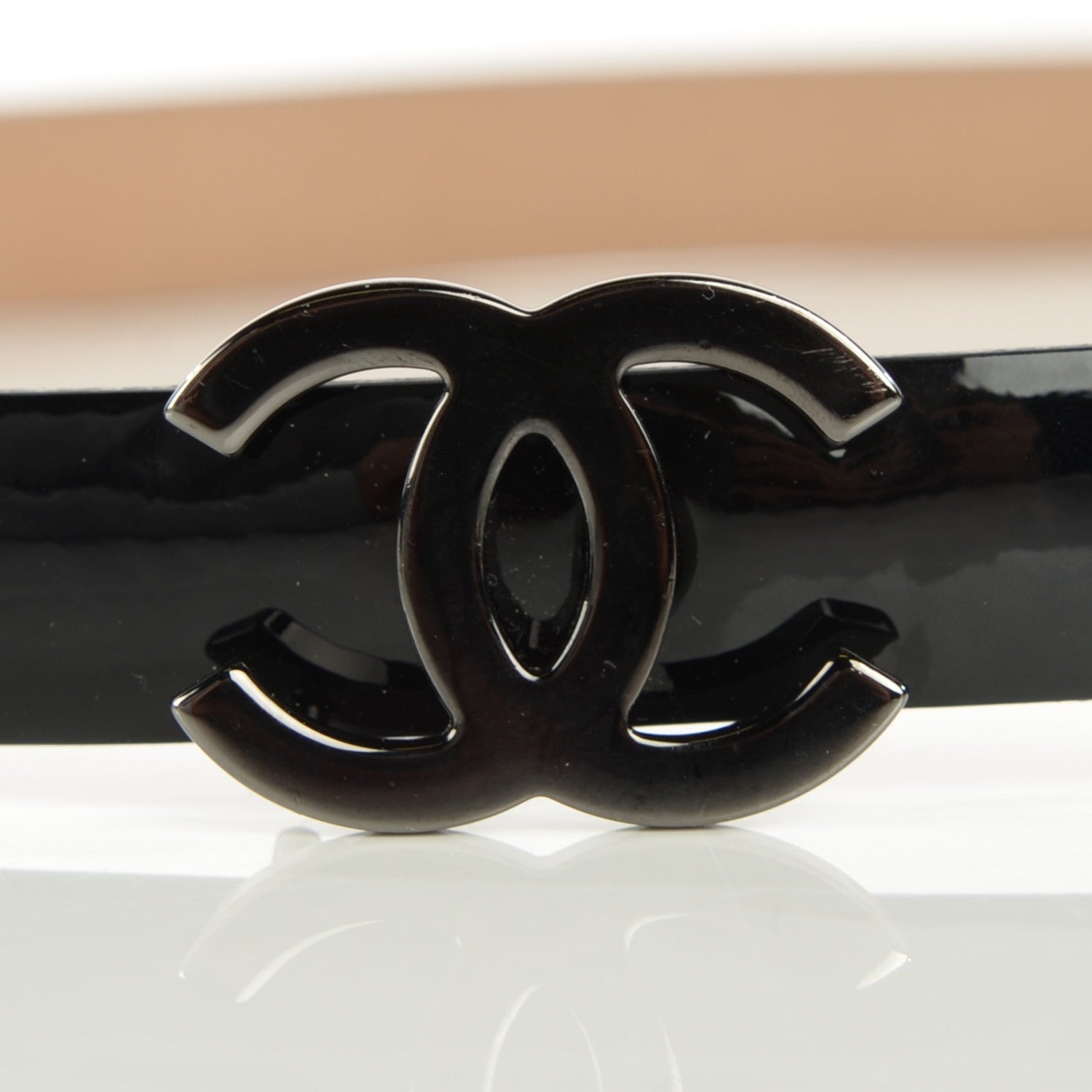 Chanel Patent Leather CC Logo Skinny Belt 90 36 Black 3 of 12