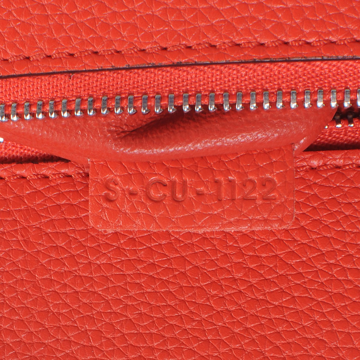 Drummed Calfskin Suede Double Zip Trapeze Vermillion