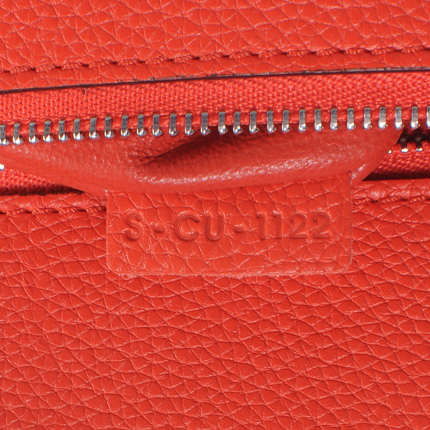 Celine Drummed Calfskin Suede Double Zip Trapeze Vermillion 5 of 7