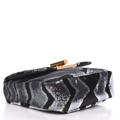 Tom Ford Sequin Zebra Print Natalia Large Bag Black Silver 4 of 8