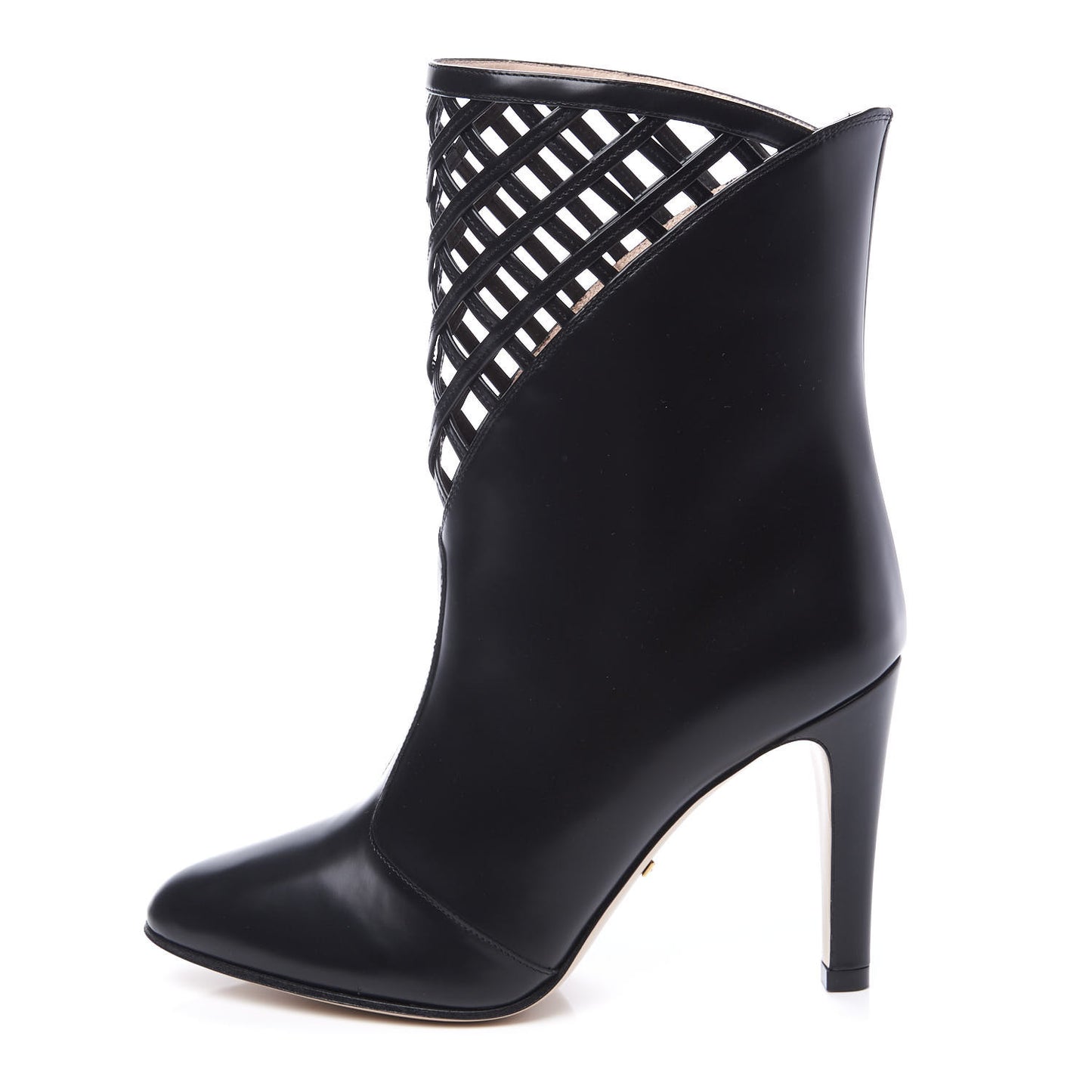 Plume Calfskin Damir Lattice Cutout Boots 36.5 Black