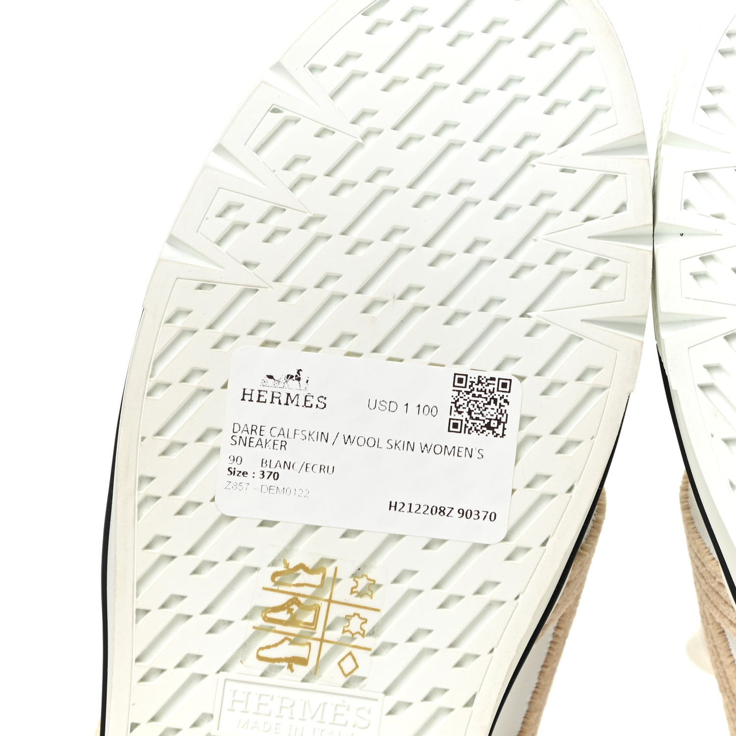Calfskin Woolskin Dare Sneakers 37 White Ecru