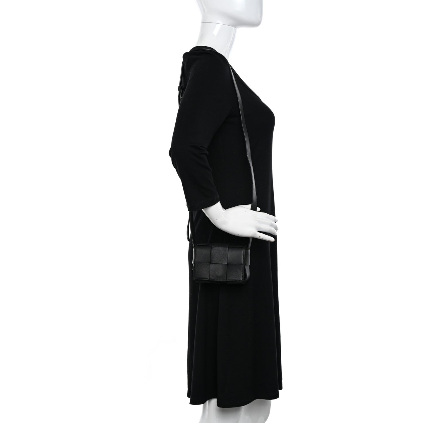 Lambskin Maxi Intrecciato Extra Mini Cassette Crossbody Bag Black