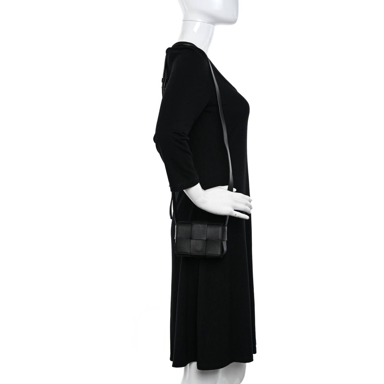 Bottega Veneta Lambskin Maxi Intrecciato Extra Mini Cassette Crossbody Bag Black 2 of 12