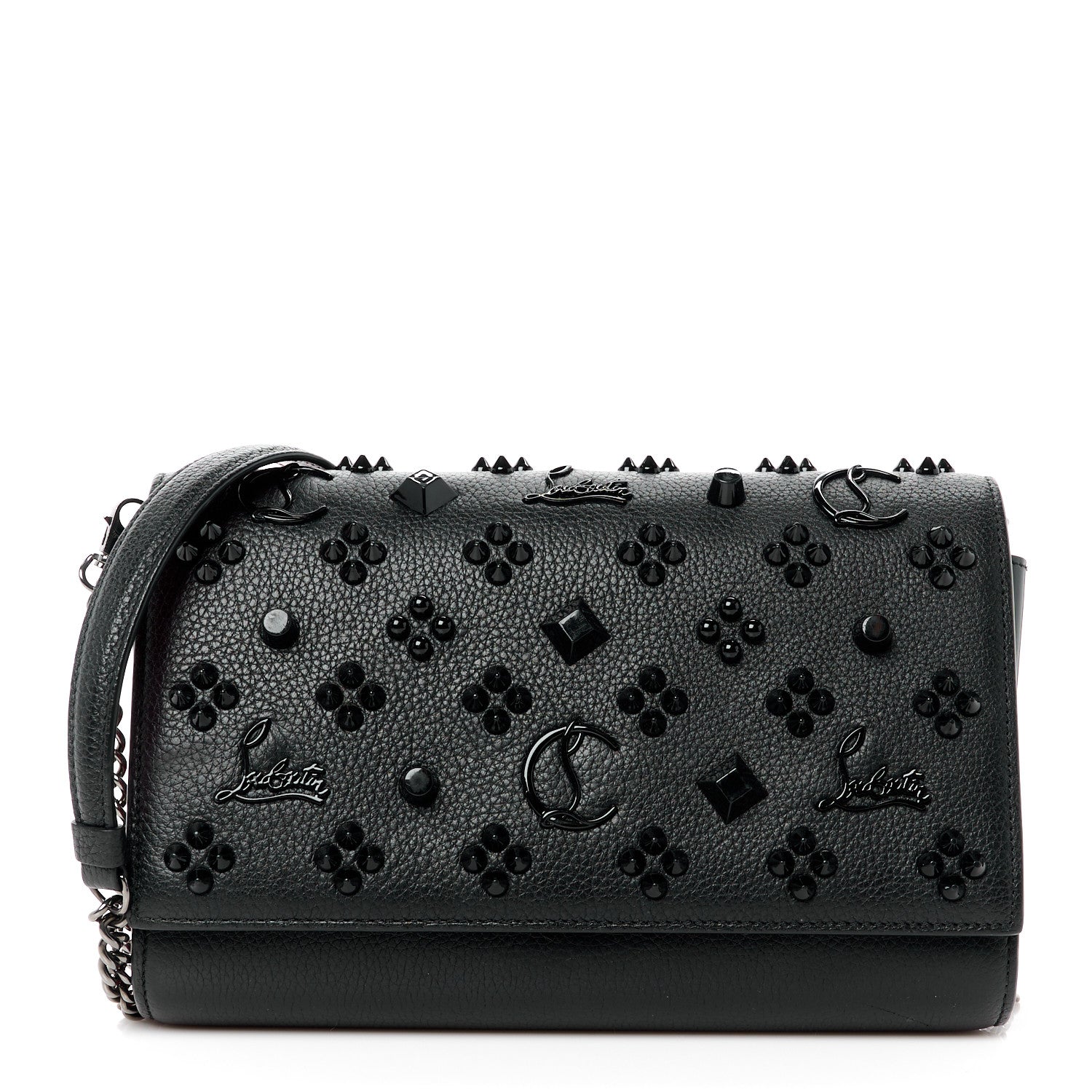 Christian Louboutin Calfskin Spikes Loubinthesky Paloma Clutch Black 1 of 10