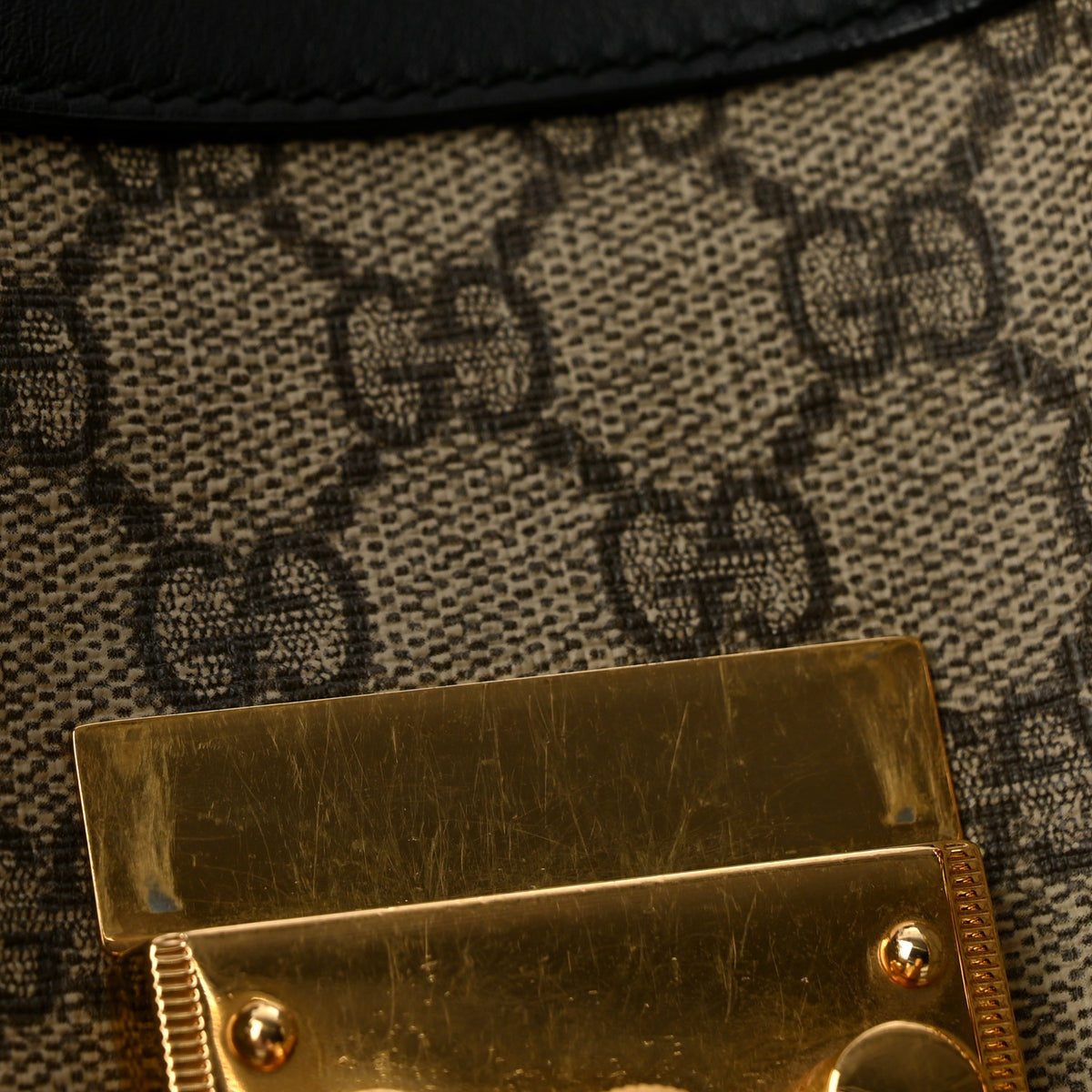GG Supreme Monogram Medium Padlock Tote Black