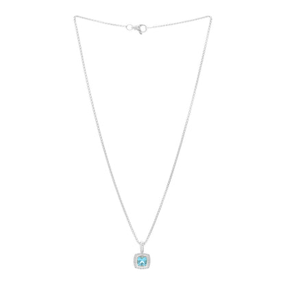 David Yurman Sterling Silver Diamond Blue Topaz 7mm Petite Albion Pendant Necklace 2 of 3
