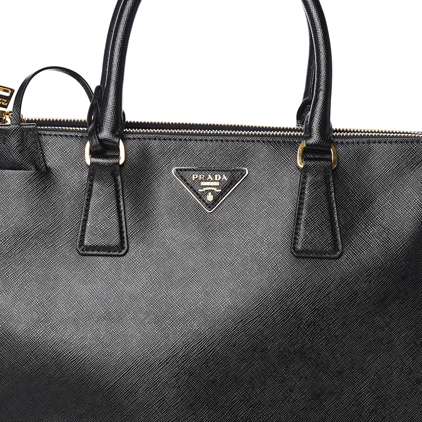 Saffiano Medium Galleria Double Zip Tote Black