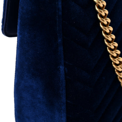 Gucci Velvet Matelasse Medium GG Marmont Shoulder Bag Cobalt Blue 11 of 12