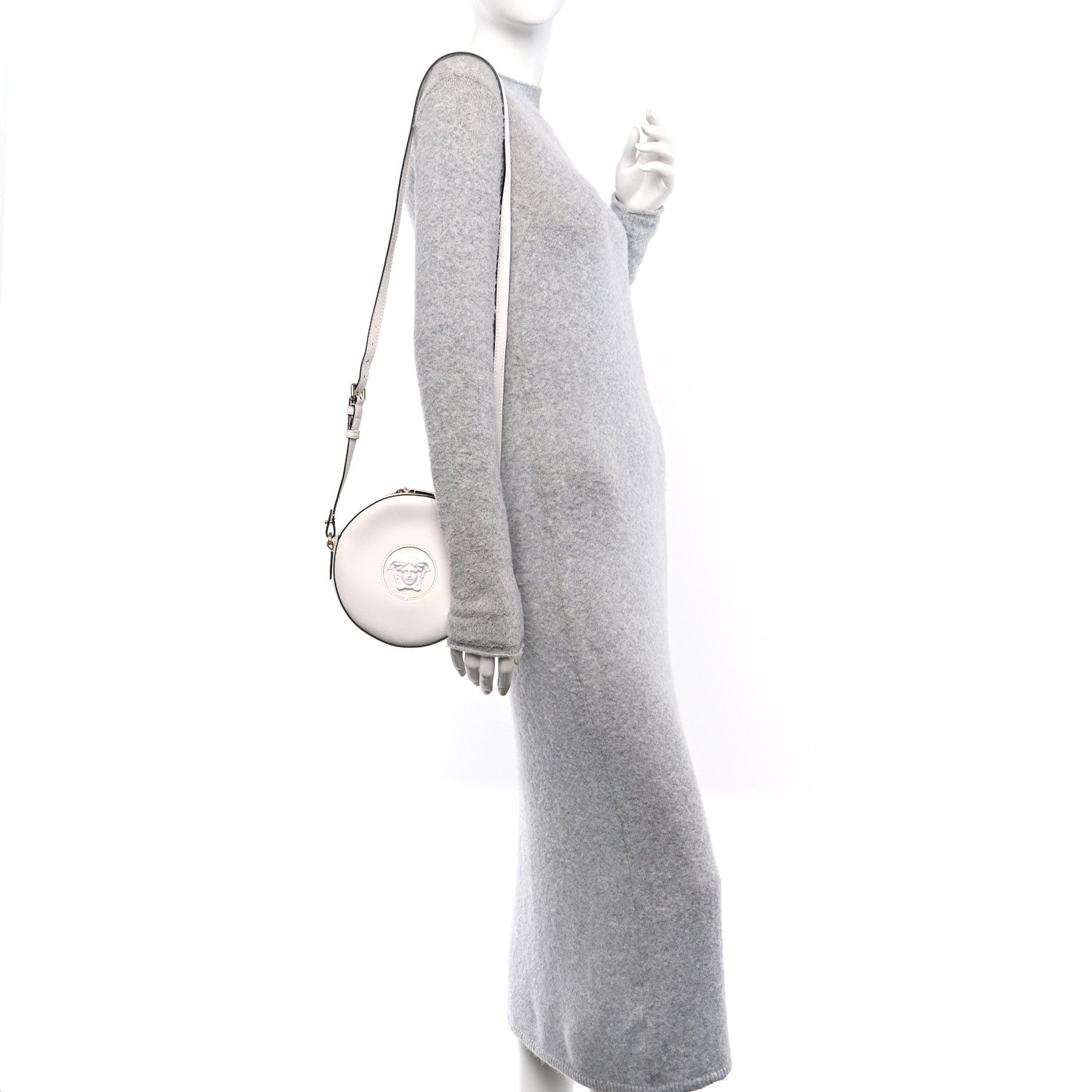 Versace Calfskin La Medusa Round Camera Bag White 2 of 10