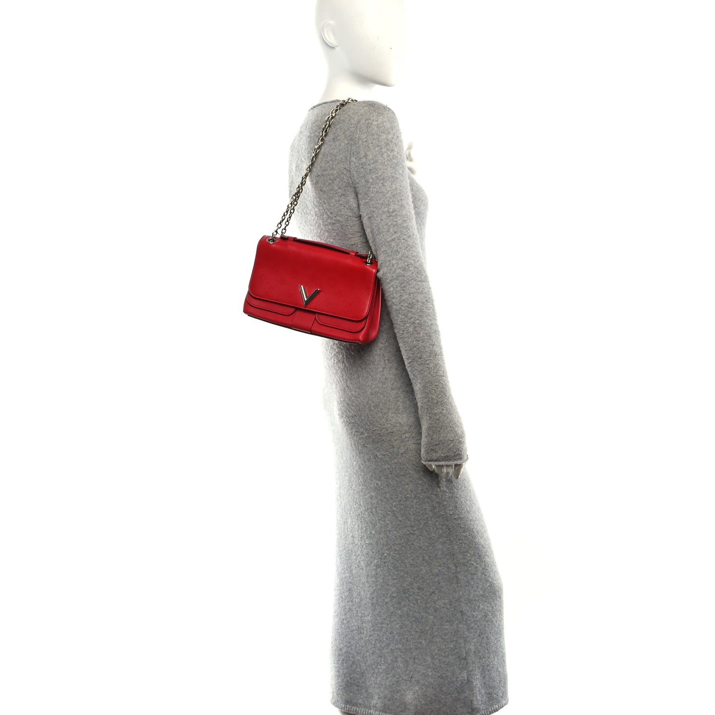 Monogram Cuir Plume Ecume Very Chain Bag Rubis Red