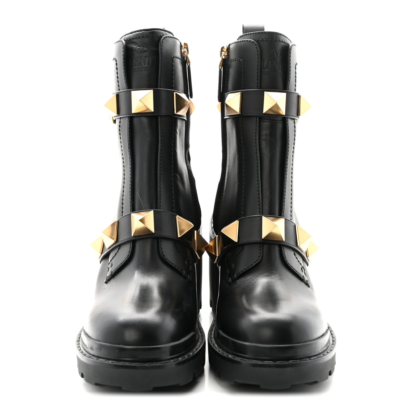 Calfskin Roman Stud 20/40mm Combat Boots 38.5 Black