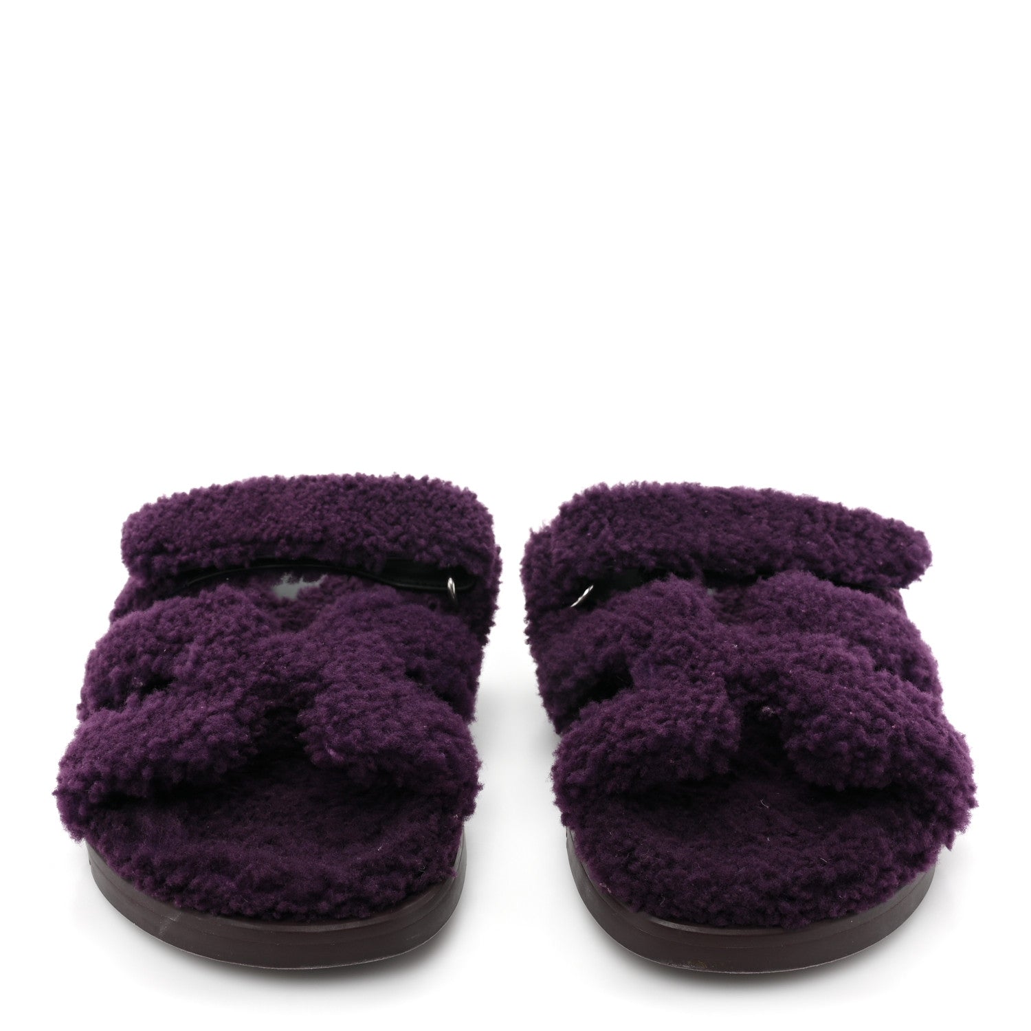 Hermes Woolskin Womens Chypre Sandals 38.5 Violet Fonce 2 of 7