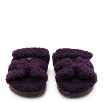 Hermes Woolskin Womens Chypre Sandals 38.5 Violet Fonce 2 of 7