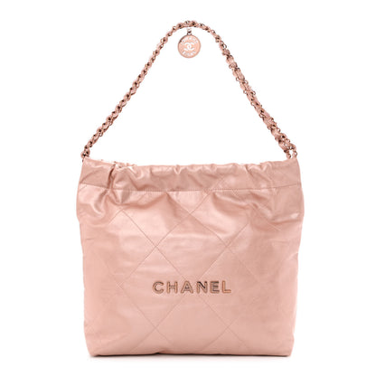 Chanel Metallic Calfskin Quilted Small Chanel 22 Pink 2 of 12