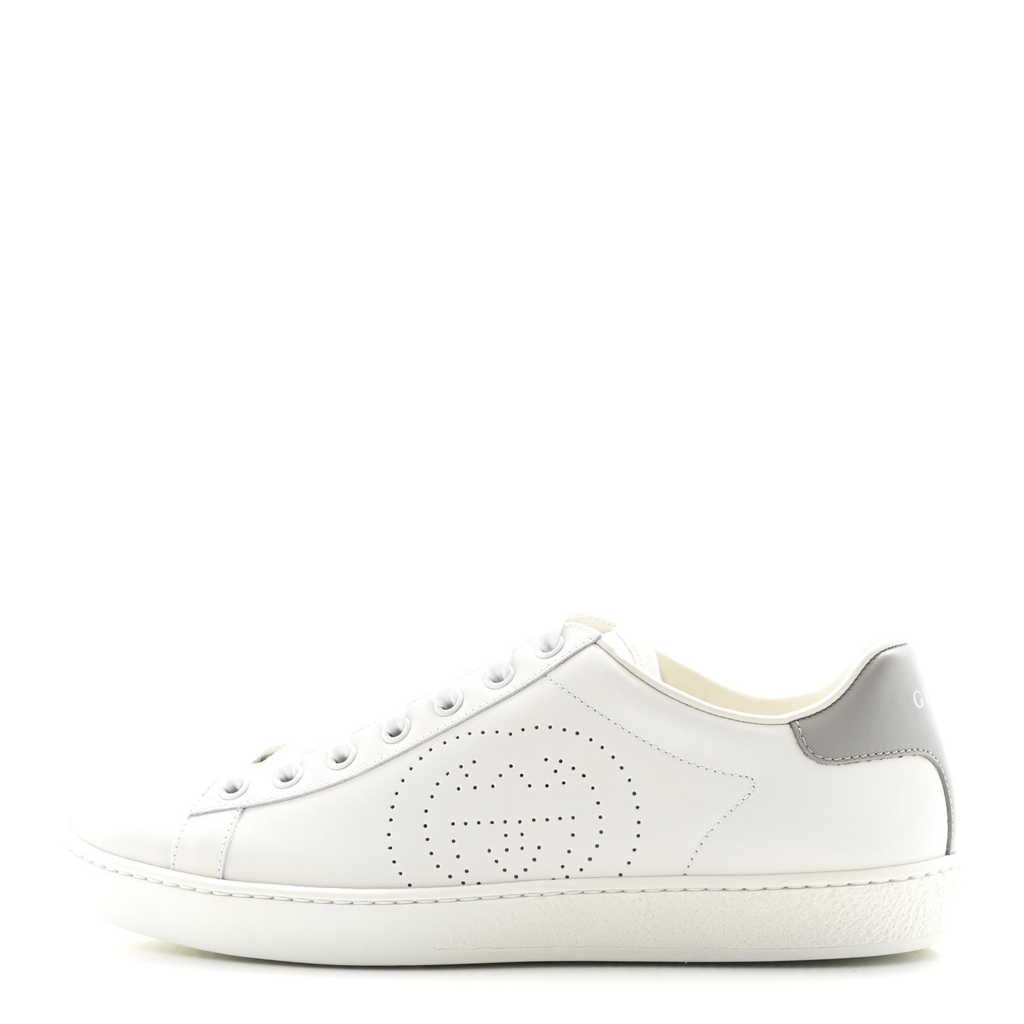 Calfskin Interlocking G Perforated Womens Ace Sneakers 38.5 White Grey Sky