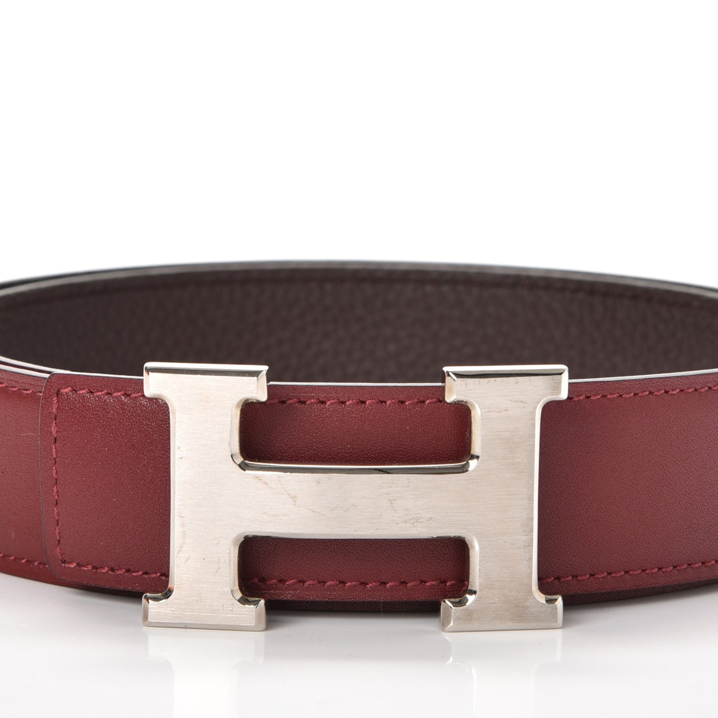 Tadelakt Togo 32mm H Belt 85 Rouge H Chocolate