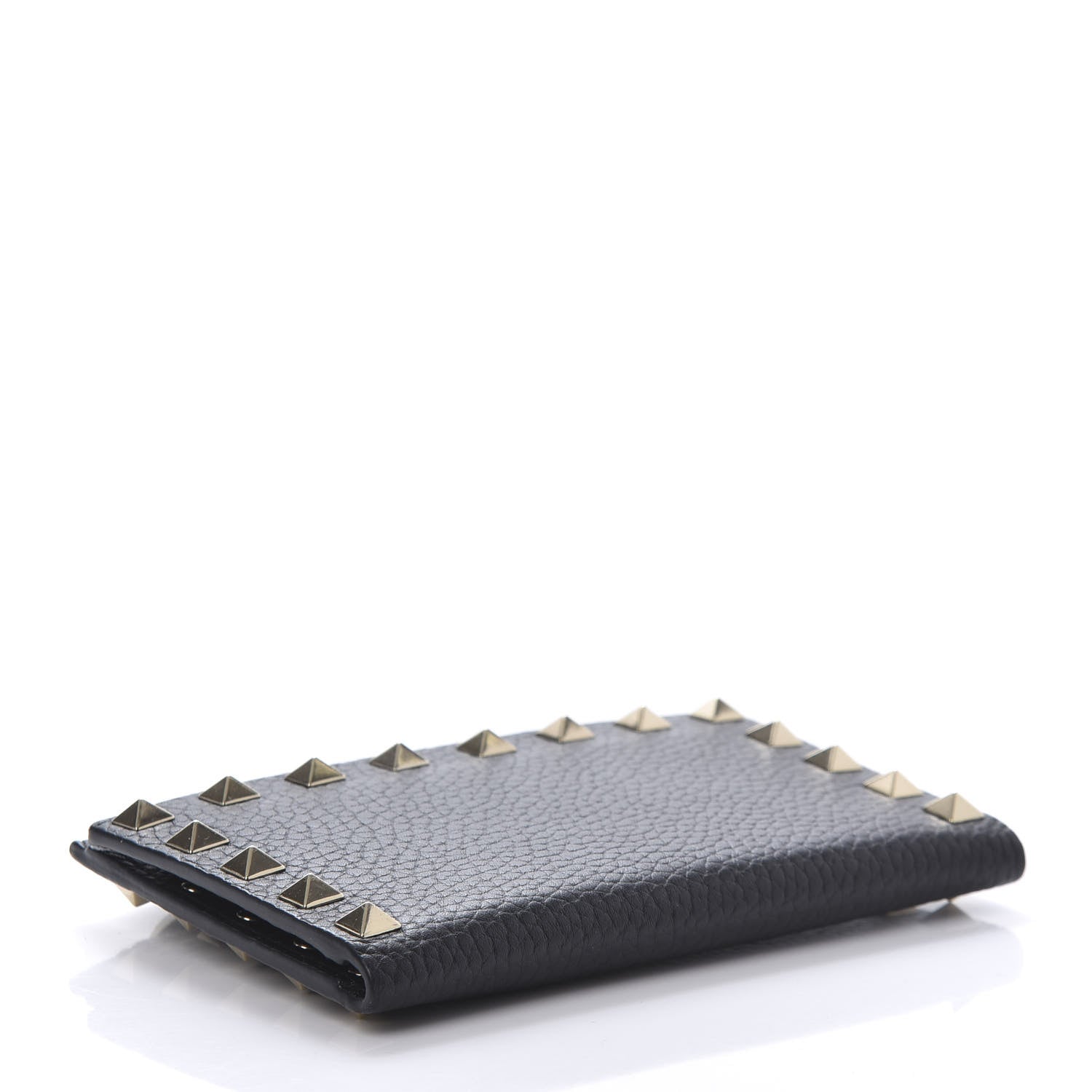 Valentino Garavani Pebbled Calfskin Rockstud Coin Case Card Holder Black 4 of 9
