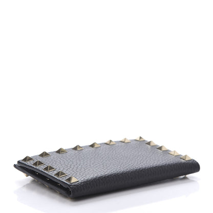Valentino Garavani Pebbled Calfskin Rockstud Coin Case Card Holder Black 4 of 9