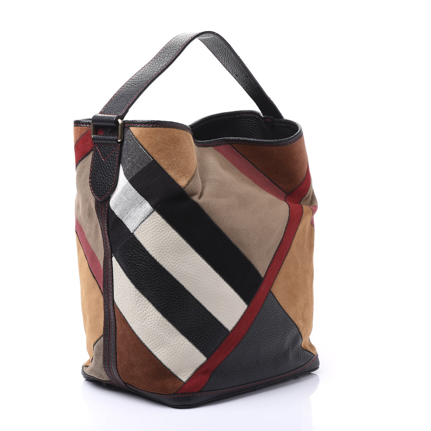 Grainy Calfskin Suede Canvas Mega Check Patchwork Medium Ashby Hobo Multicolor