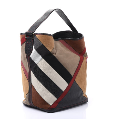 Burberry Grainy Calfskin Suede Canvas Mega Check Patchwork Medium Ashby Hobo Multicolor 2 of 11