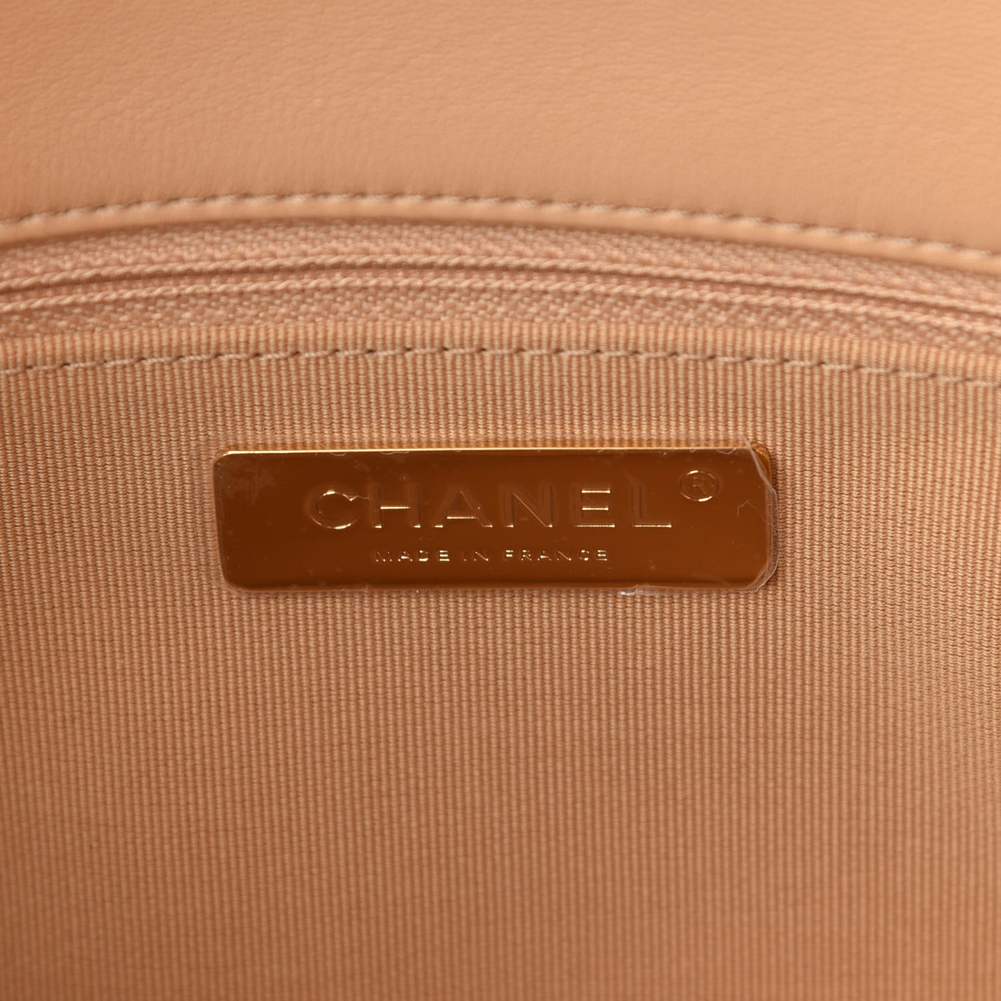 Lambskin Quilted Large Chanel 19 Flap Beige