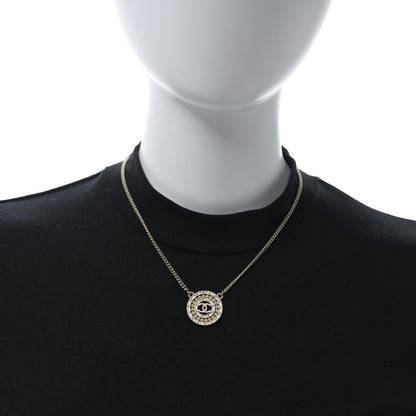 Chanel Pearl Crystal CC Round Pendant Necklace Gold 2 of 5