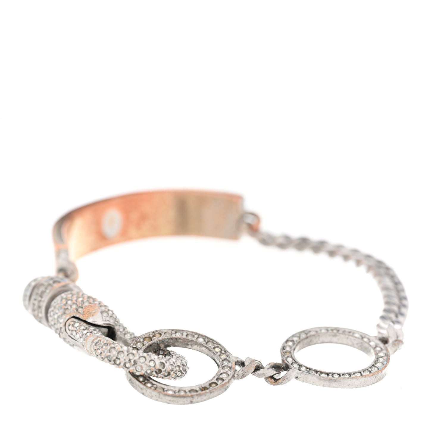 Crystal Logo ID Chain Bracelet Silver