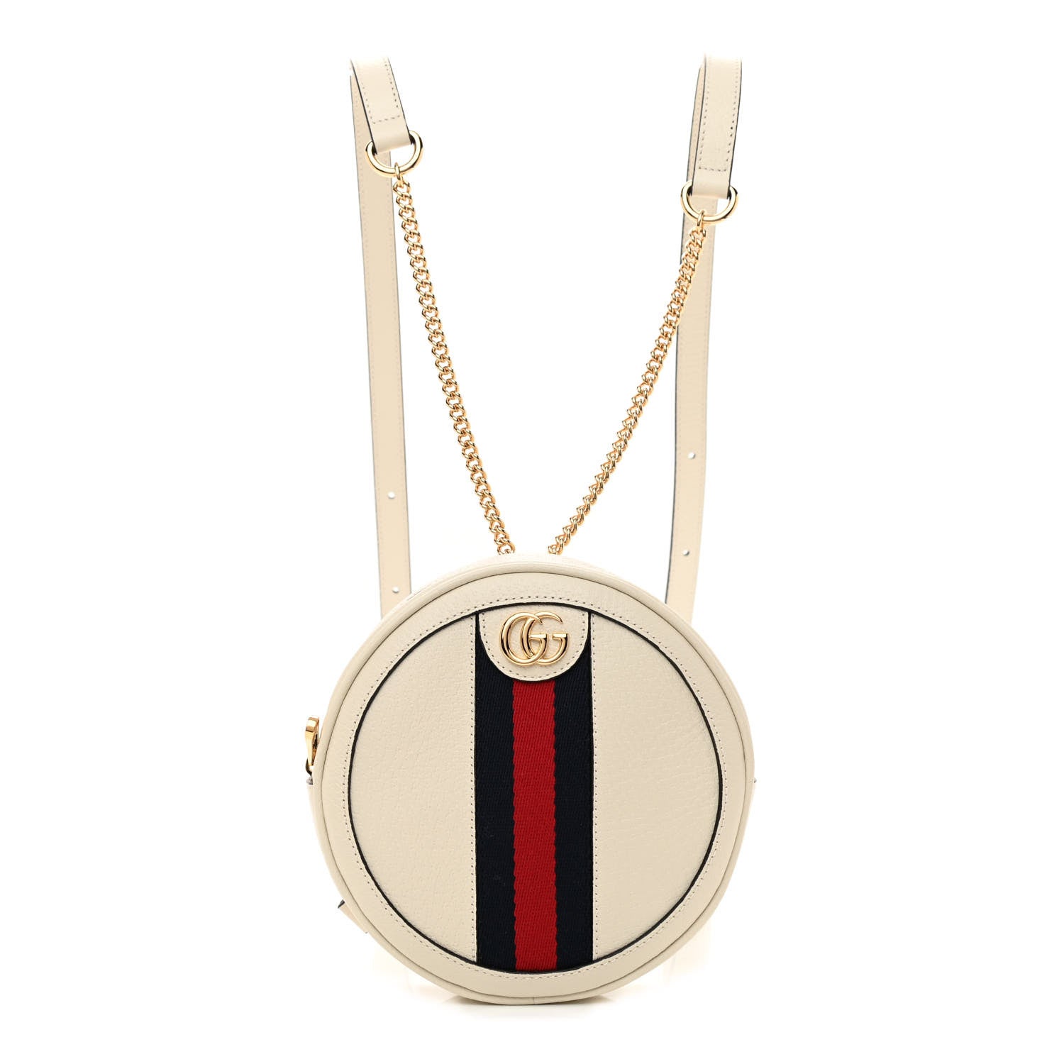 Gucci Textured Calfskin Web Mini Ophidia Round Backpack Mystic White 1 of 8
