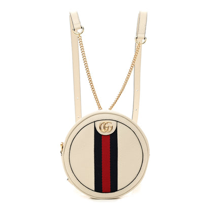 Gucci Textured Calfskin Web Mini Ophidia Round Backpack Mystic White 1 of 8