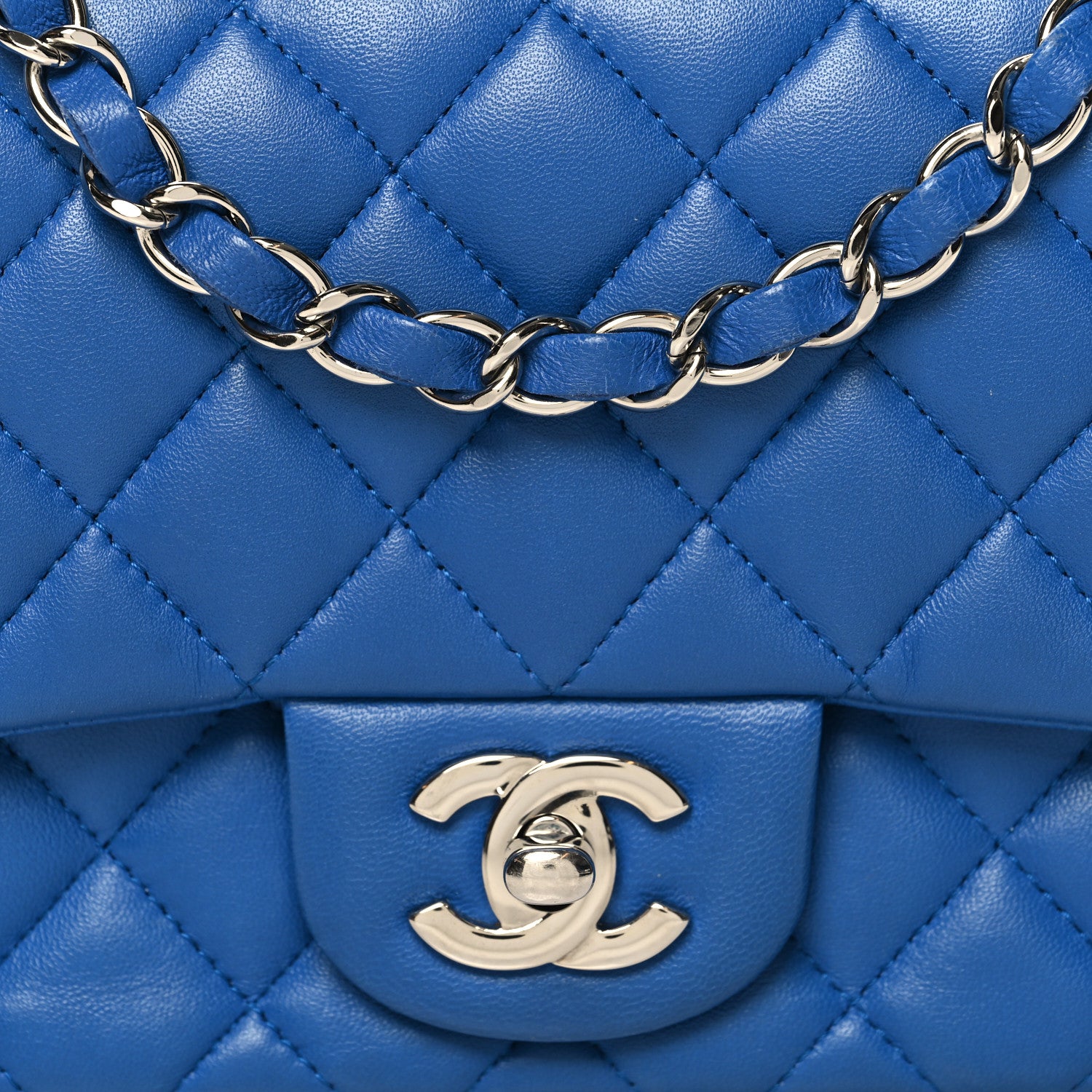 Chanel Lambskin Quilted Mini Square Flap Blue 7 of 12