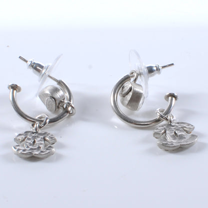 Chanel Crystal Heart CC Hoop Earrings Silver 3 of 4