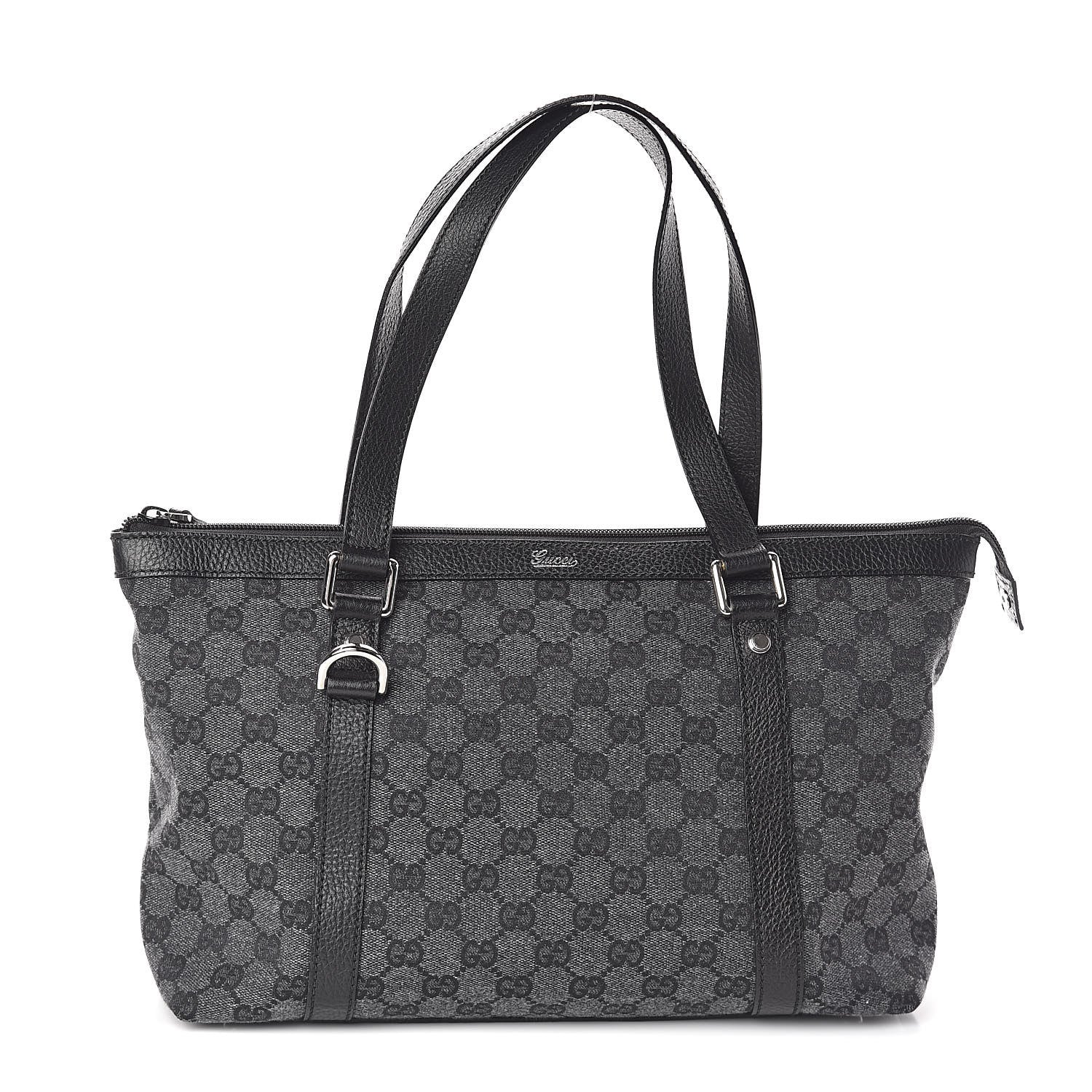 Gucci Denim Monogram Abbey Medium Tote Navy 1 of 9