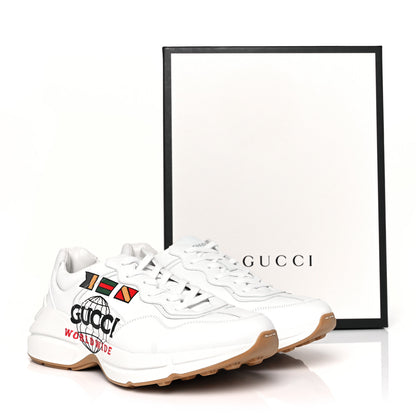 Gucci Calfskin Worldwide Mens Rhyton Sneakers 8.5 Great White 9 of 9