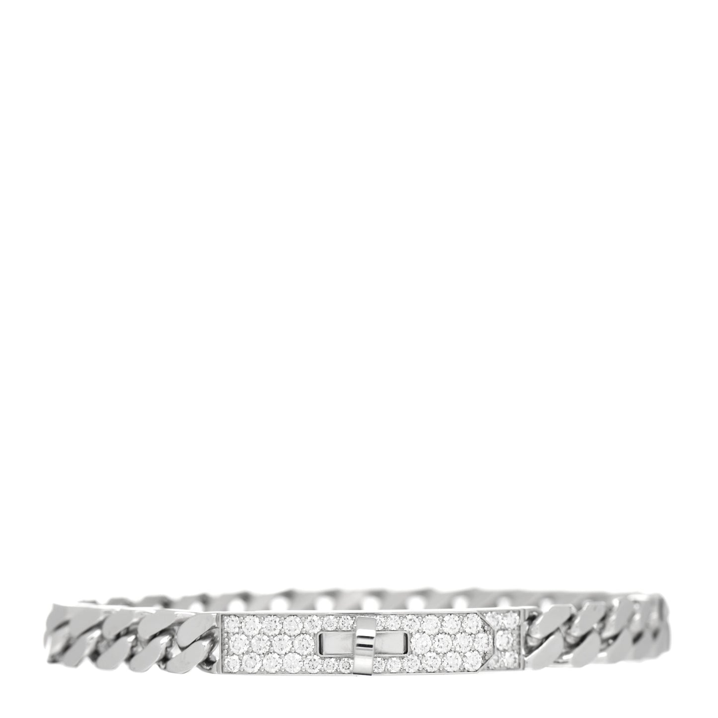 18K White Gold Diamond TPM Kelly Gourmette Bracelet SH