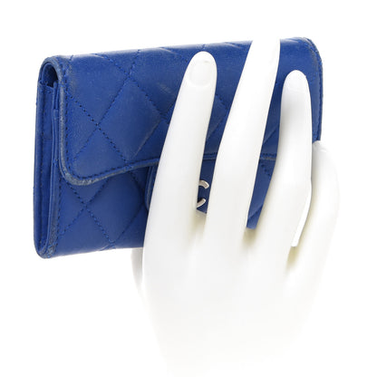 Chanel Lambskin Quilted Flap Card Holder Royal Blue 2 of 13