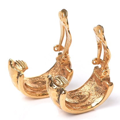 Chanel CC Hoop Clip On Earrings Gold 4 of 6