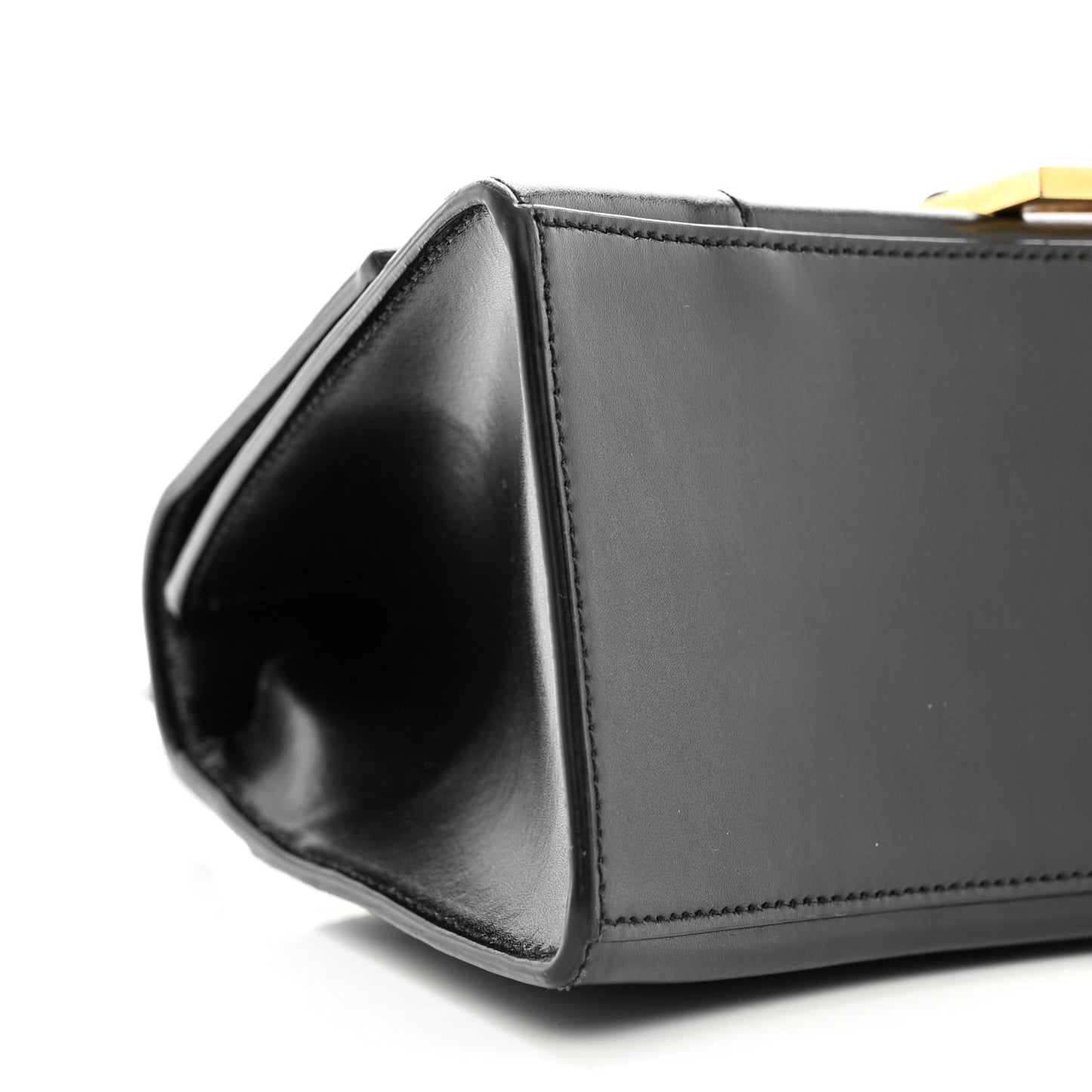 Shiny Box Calfskin Small Hourglass Top Handle Bag Black